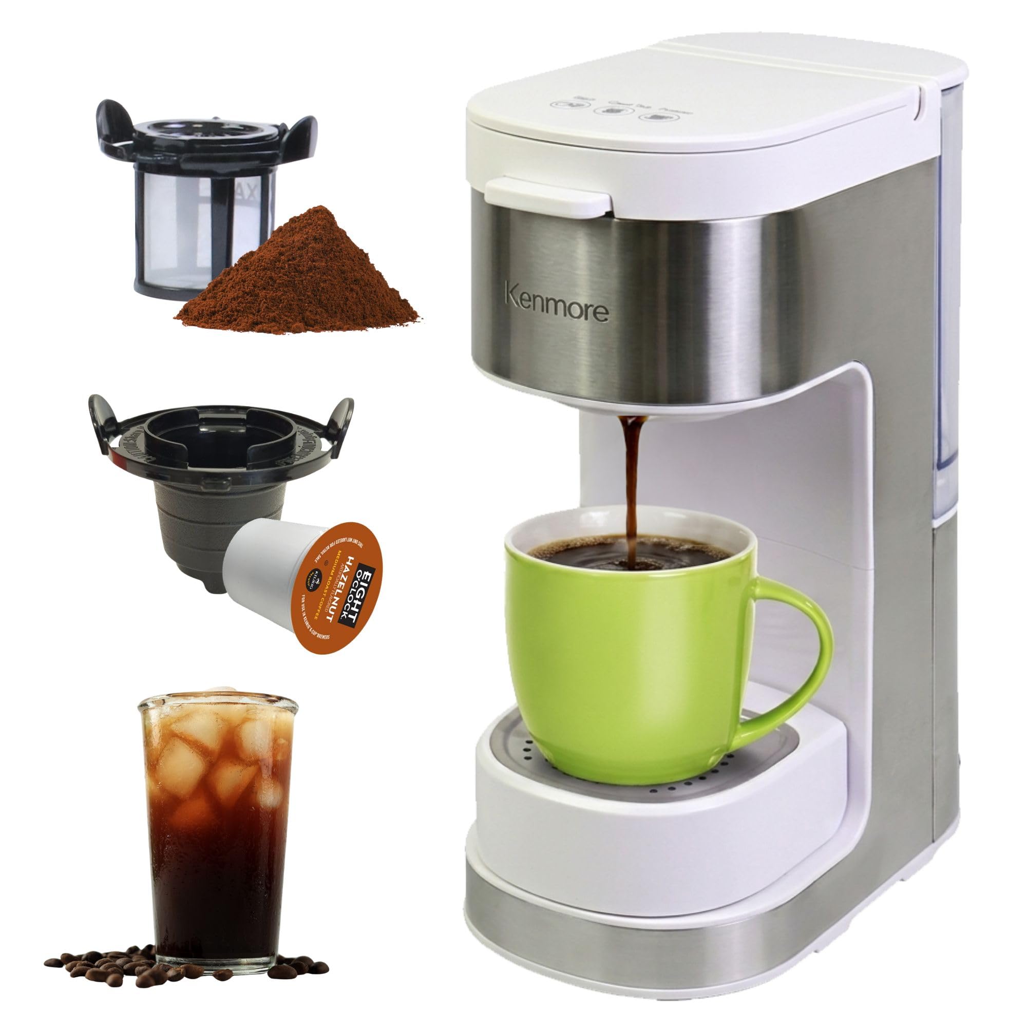Kenmore Drip Coffee Maker - Programmable Cafe Machine With Glass Pot, Regular & Bold Brew, Auto Shut Off Large Water Reservoir, Reusable Filter, Kitchen Appliances For Cafeteria Barista, 12 Cup Black