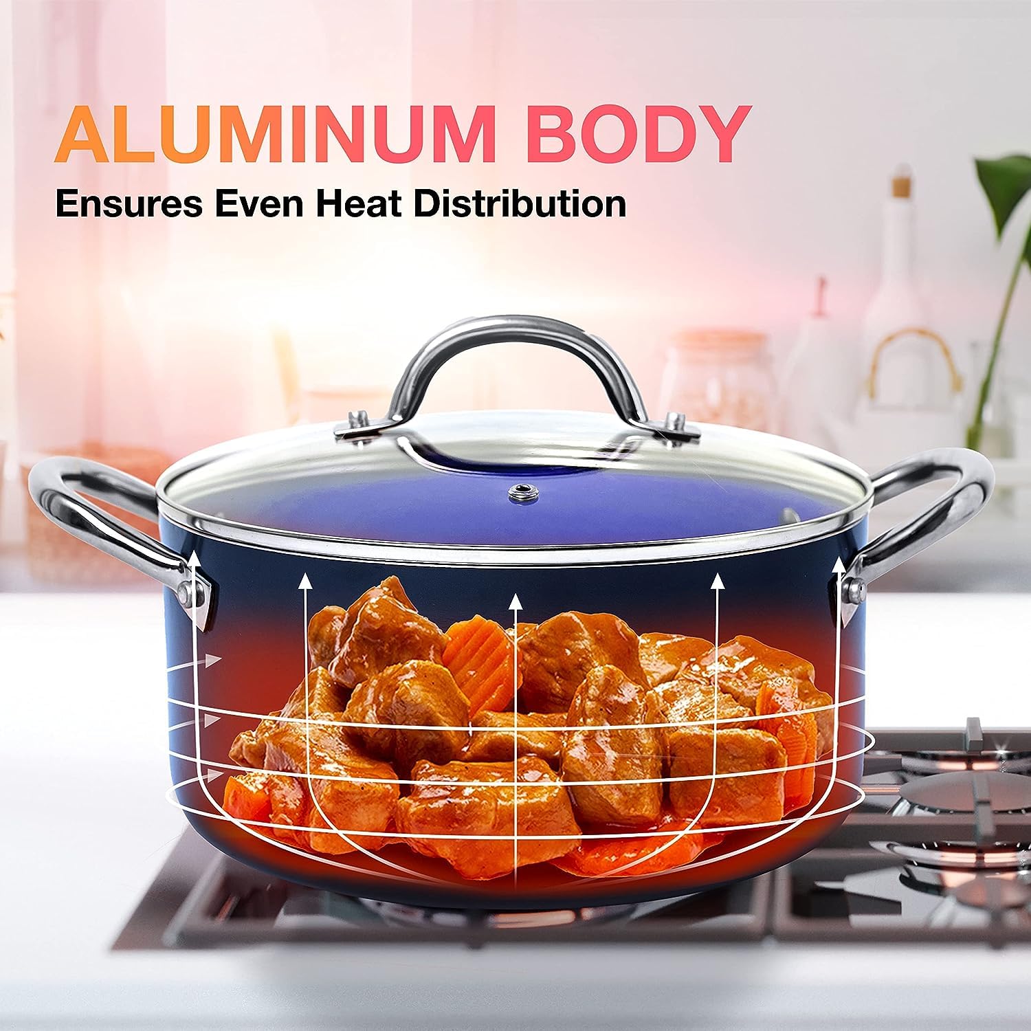 Mueller Pots and Pans Set 17-Piece, Ultra-Clad Pro Stainless Steel Cookware Set, Ergonomic EverCool Handle, Induction Cookware, Includes Saucepans, Skillets, Dutch Oven, Stockpot, Steamer For Cooking
