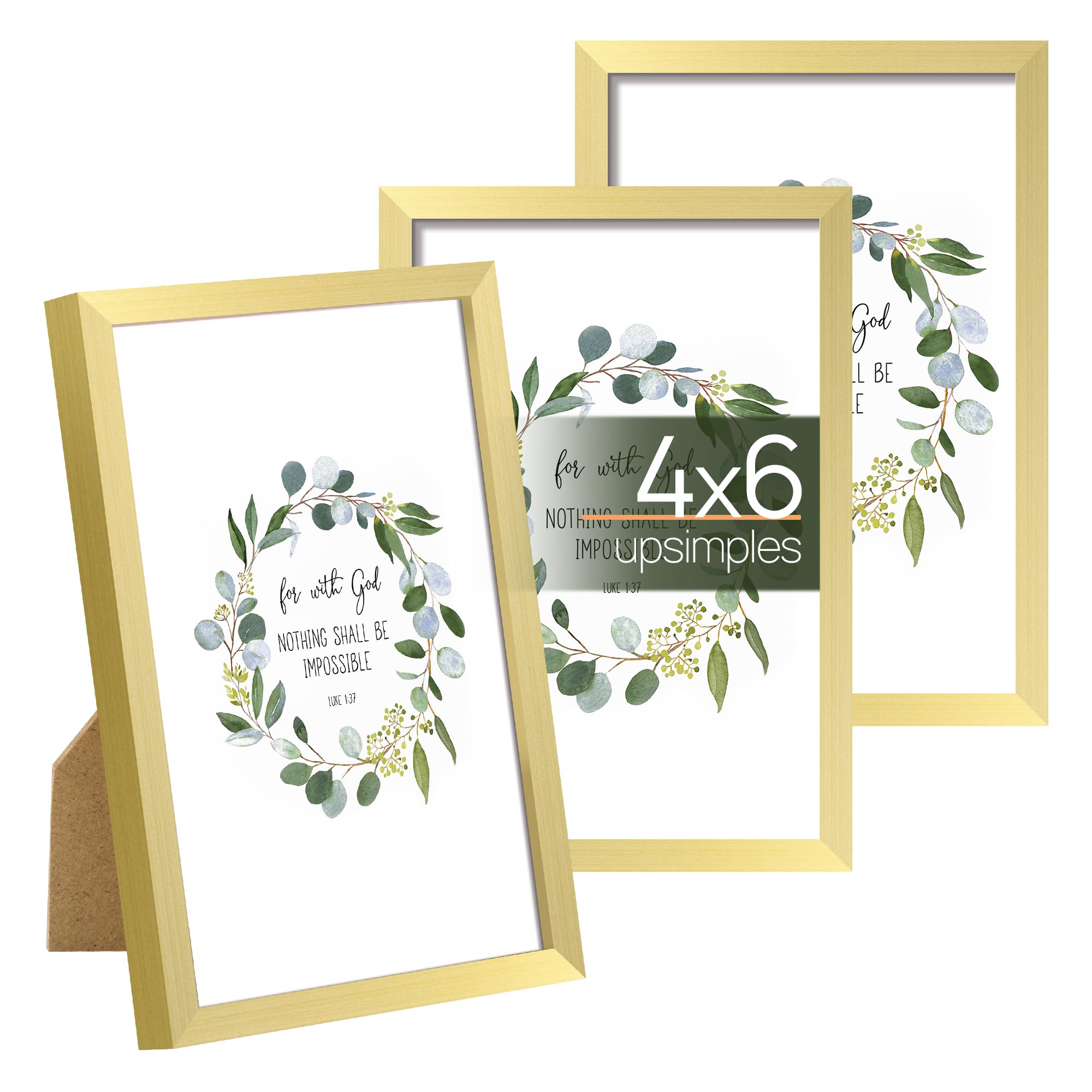 upsimples 5x7 Picture Frame Set of 3, Made of High Definition Glass for 5 x 7 Black Frames, Wall and Tabletop Display Thin Border Photo Frame for Home Décor