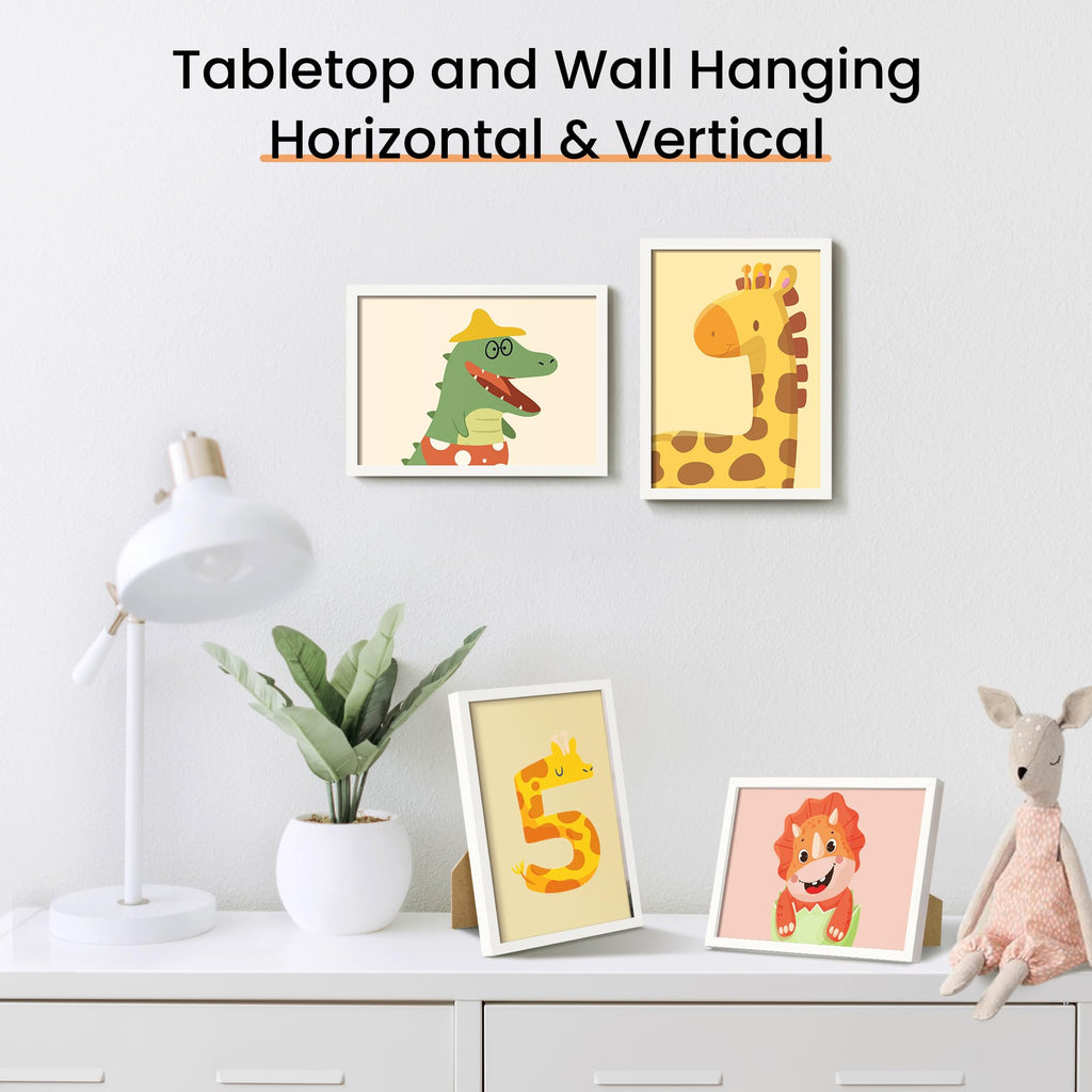 upsimples 5x7 Picture Frame Set of 3, Made of High Definition Glass for 5 x 7 Black Frames, Wall and Tabletop Display Thin Border Photo Frame for Home Décor