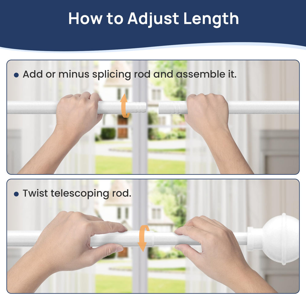 ENJOYBASICS No Drill Curtain Rods for Window 28 to 47 Inches, 5/8 Inch Diameter Renter Friendly Drapery Rod with Adhesive Brackets without Drilling, Adjustable from 27 to 52 Inches, Black