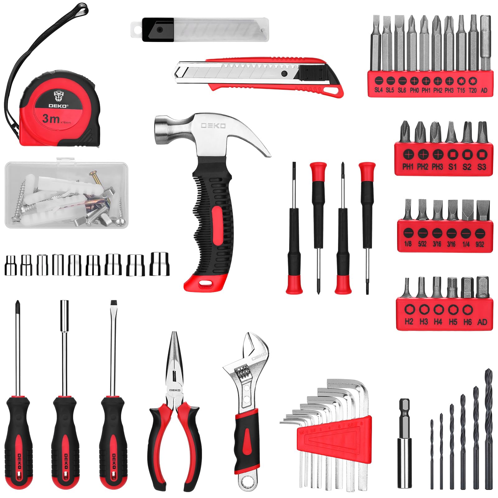 DEKOPRO Tool Set：Tool Kit with 8V Cordless Drill,Tool Box with Drill,Hand Drill Set for Men & Women,Home Tool Kits for House Repair,Handyman,DIY 126 Piece