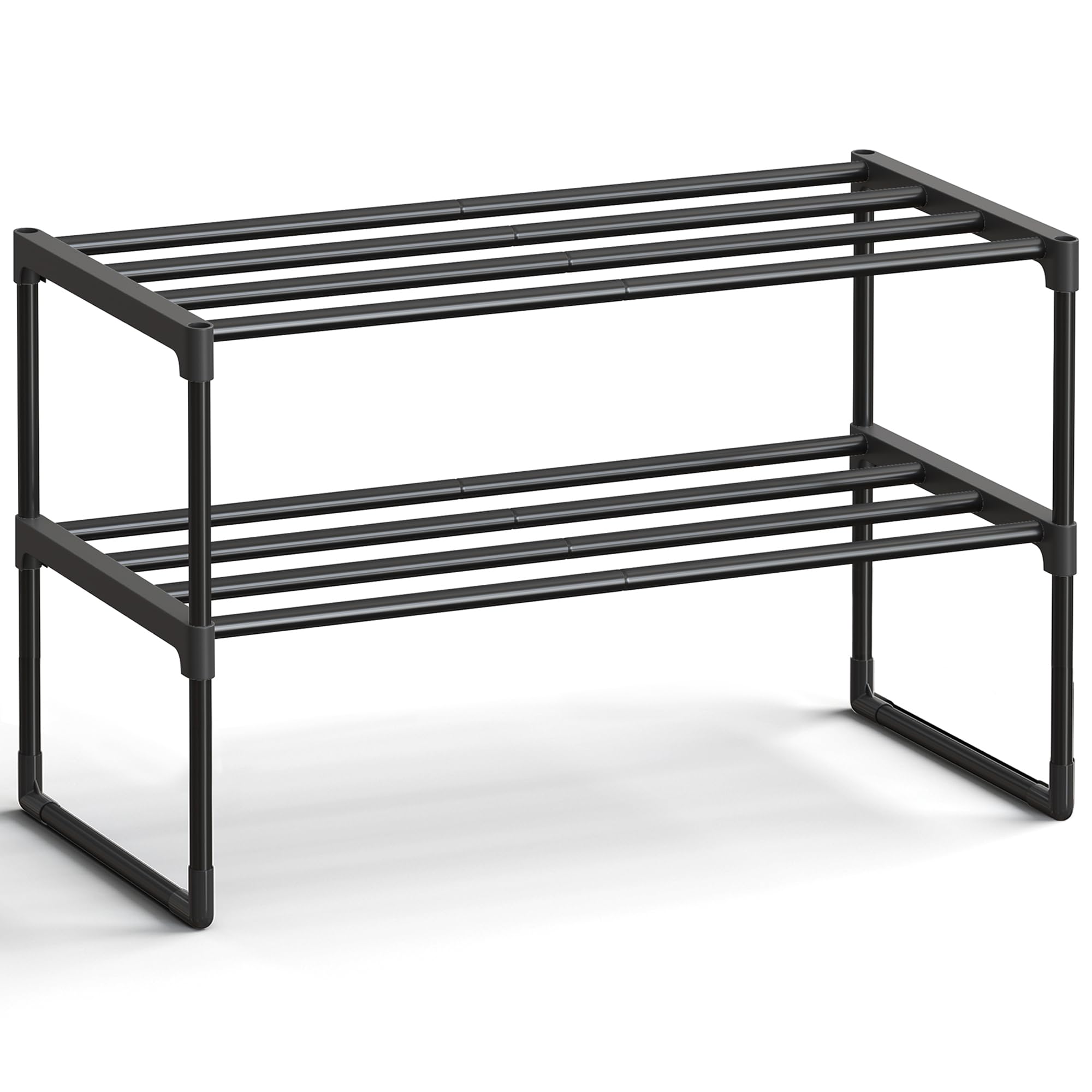 SONGMICS Shoe Rack, 3-Tier Shoe Organizer, Metal Storage Shelf, Upright or Upside Down, for 16-20 Pairs, Stackable, for Entryway, 11.8 x 36.2 x 21.7 Inches, Black ULSA303B02