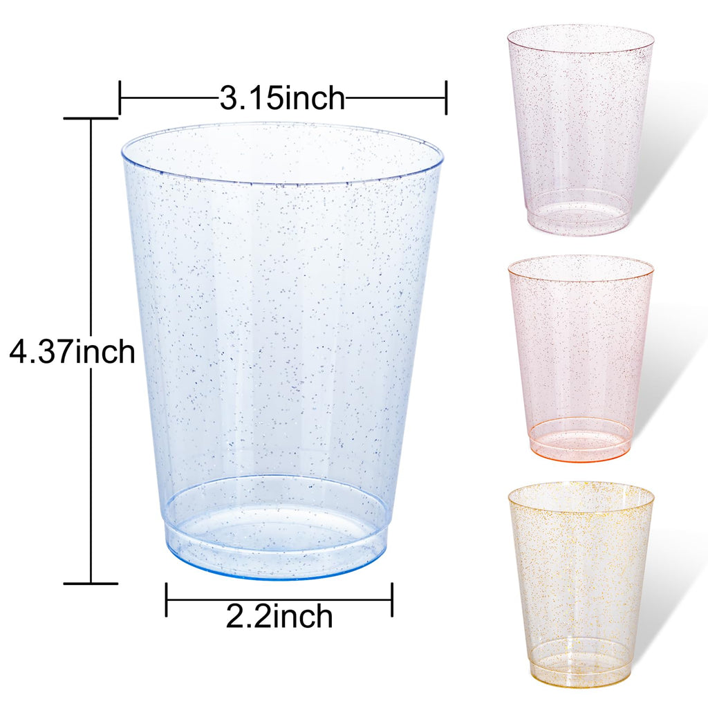 DaYammi 200 Pack Gold Plastic Cups 10 Oz Clear Cup Gold Rimmed Disposable Wine Glasses Fancy Disposable Party Cups Tumblers Drinking Cup Plastic Cocktail Glasses gold disposable cups for Party Wedding