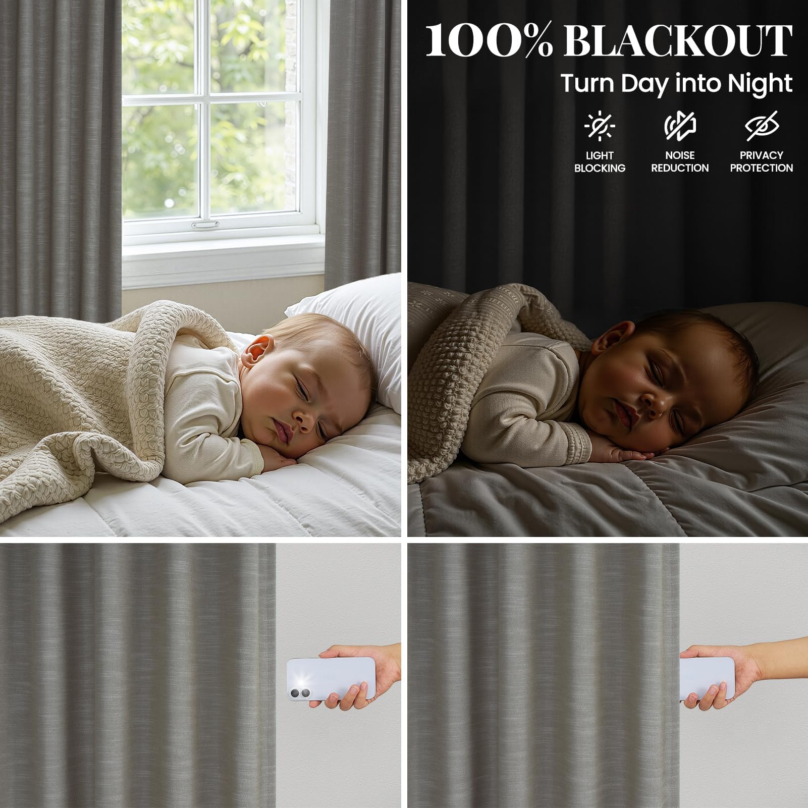 Topfinel 84 Inch Long Natural Blackout Curtains for Bedroom Livingroom, Farmhouse Back Tab Pinch Pleated Drapes for Track System,Neutral Linen Ambiance & Privacy Drapes Natural 52" W*84" L