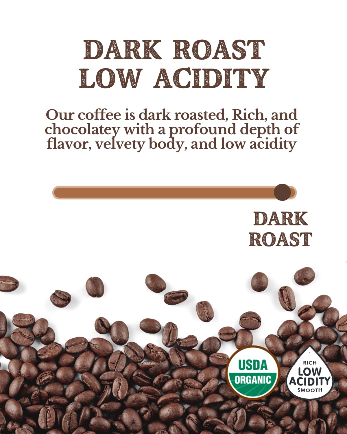 2LB Subtle Earth Organic Coffee - Dark Roast - Whole Bean Coffee - 100% Arabica Beans - Low Acidity and Non-GMO - 2lb bag