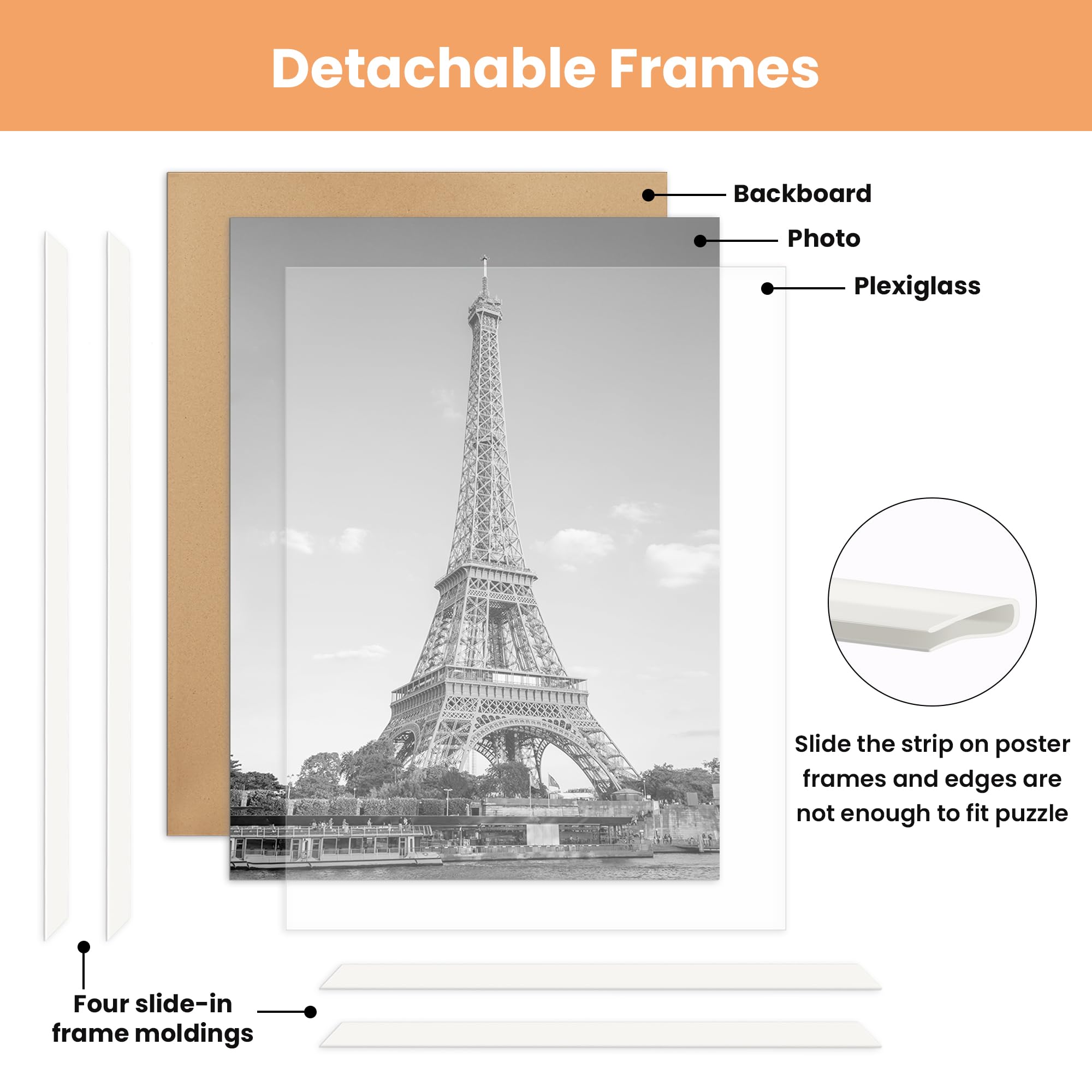 upsimples 12x16 Picture Frame Black 3 Pack, Scratch-Proof Poster Frames 12 x 16 for Photo Gallery - Slide-In Strips, Horizontal or Vertical Wall Mounting
