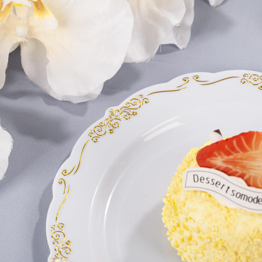 DaYammi 60PCS White Plastic Plates, Heavy Duty White Disposable Plates Premium 10inch Dinner Plates Hard Plastic Plates Disposable for Party Wedding Bridal Shower
