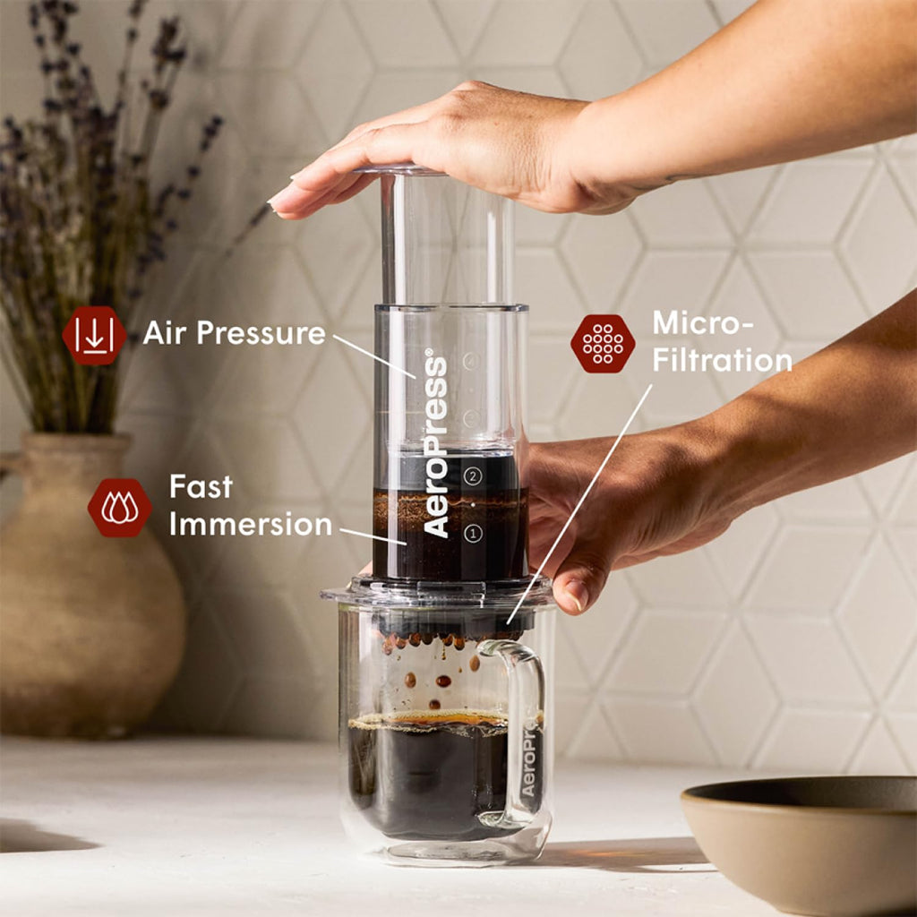AeroPress Original Coffee Press - All-in-One French Press, Pour-Over & Espresso Style Manual Brewer, 2 Min Brew for Less Bitterness, More Flavor, Small Portable Coffee Maker, Travel & Camping