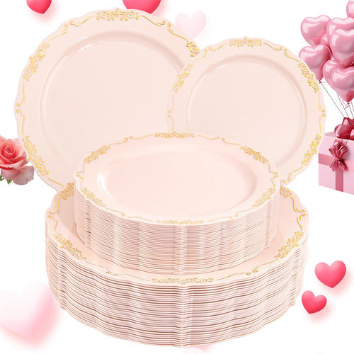 DaYammi 60PCS White Plastic Plates, Heavy Duty White Disposable Plates Premium 10inch Dinner Plates Hard Plastic Plates Disposable for Party Wedding Bridal Shower