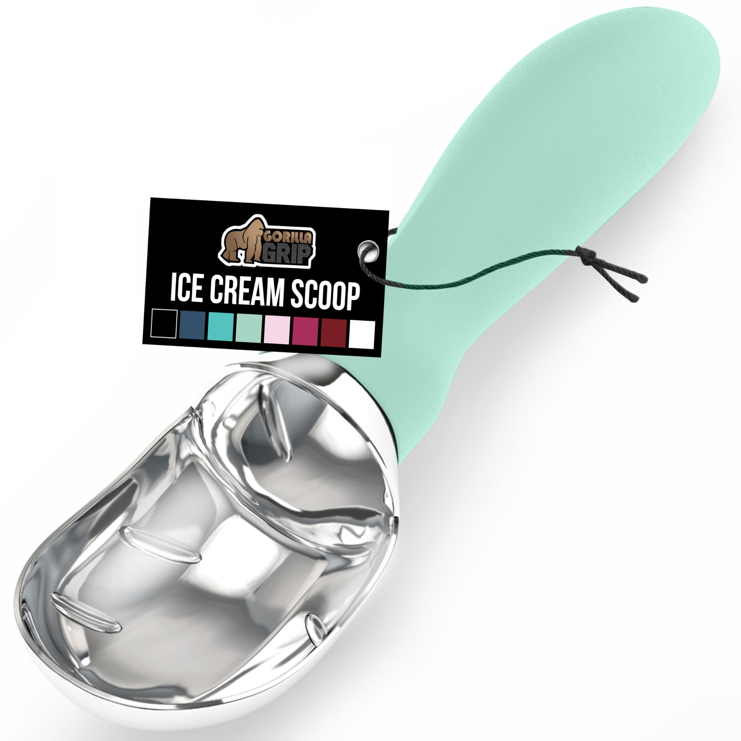 GORILLA GRIP BPA-Free Heavy Duty Ice Cream Scoop, Comfortable Ergonomic Handle, Professional Grade Scooper for Perfect Round Scoops, Spoon Frozen Hard Gelato, Sorbet, Cookie Dough, Kitchen Tool, Black