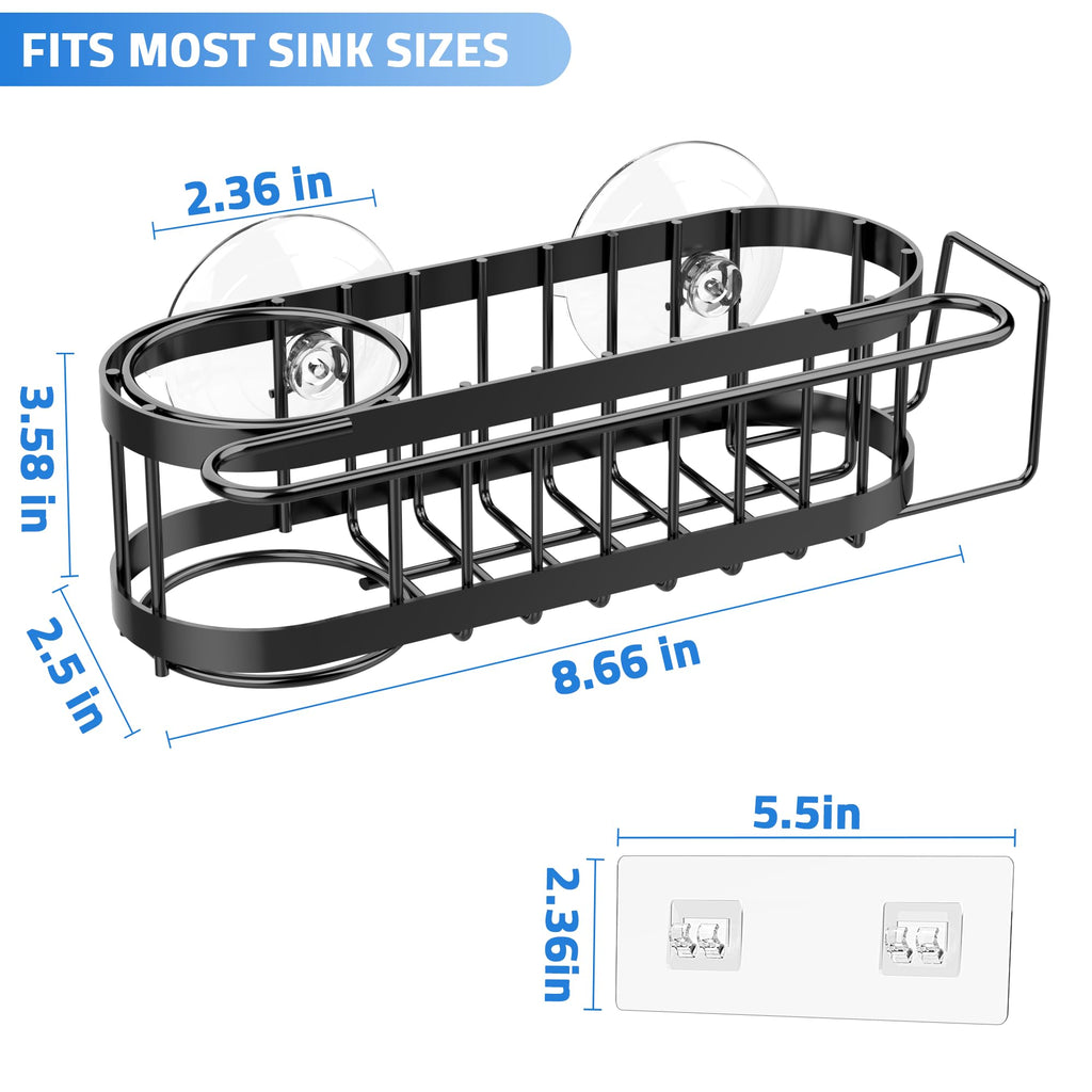 Cisily Organizador de Fregadero de Cocina con Soporte para Esponja en el Fregadero, Organizador de Fregadero de Cocina de Acero Inoxidable, Soporte para Cepillo, Percha para Paños de Platos, Soporte