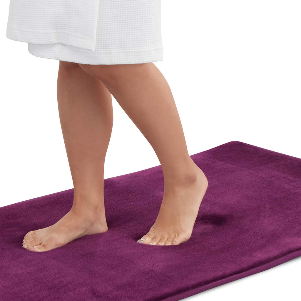Genteele Memory Foam Bath Mat Non Slip Absorbent Super Cozy Velvet Bathroom Rug Carpet (20 inches X 32 inches, Grey)