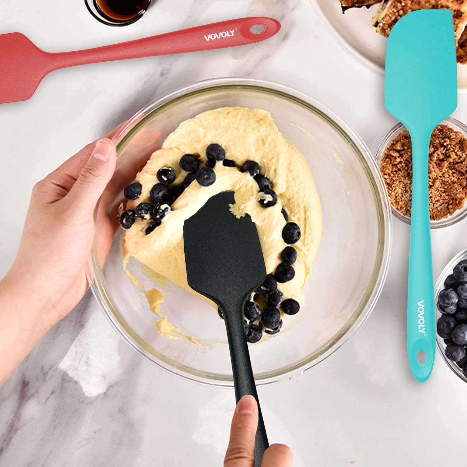 3 Pack Large Silicone Spatula for Kitchen,600°F Heat resistant Rubber Spatulas for Baking,Cooking, Scraping,and Mixing,Non Stick Kitchen Utensils, BPA Free, 11.2 IN, Khaki