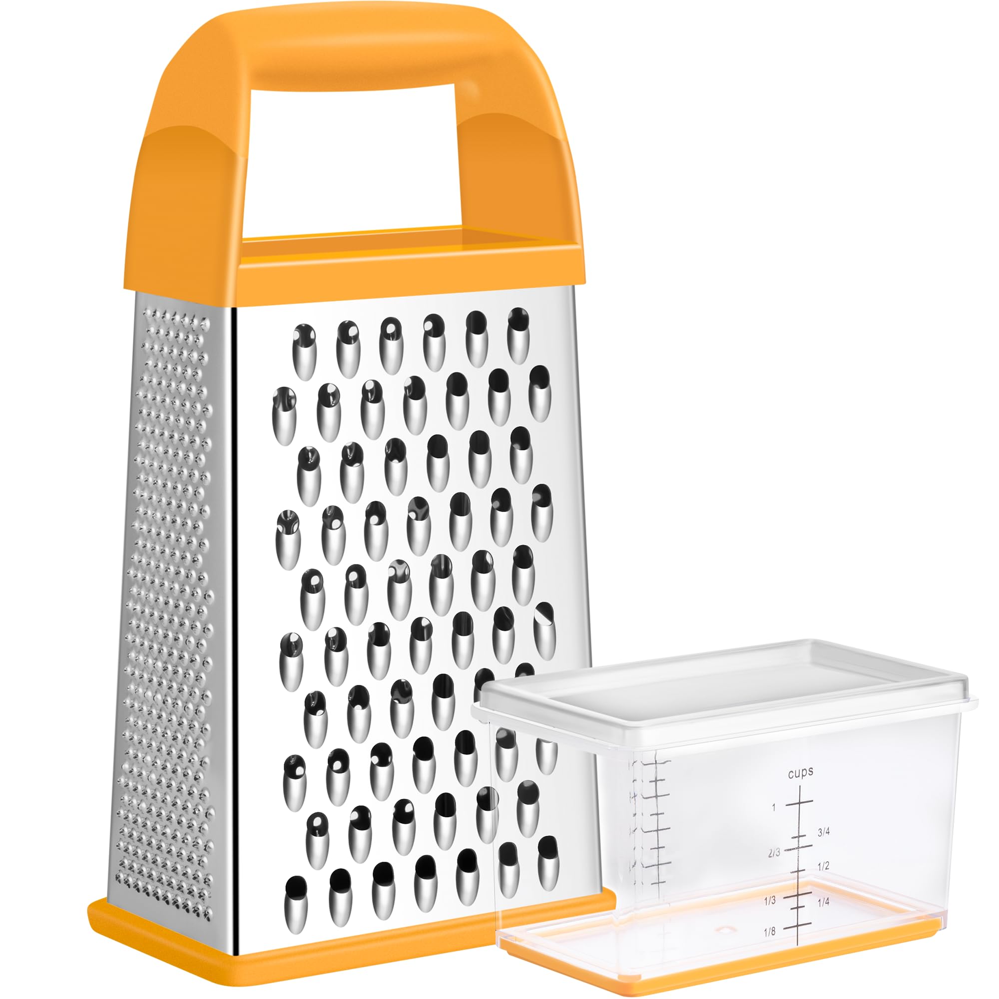 Urbanstrive Cheese Grater With Container Box Grater Stainless Steel Graters for Kitchen Cheese Shredder Parmesan Shredder Kitchen Gadgets Kitchen Tools Kitchen Gifts for Chef Dishwasher Safe Zester