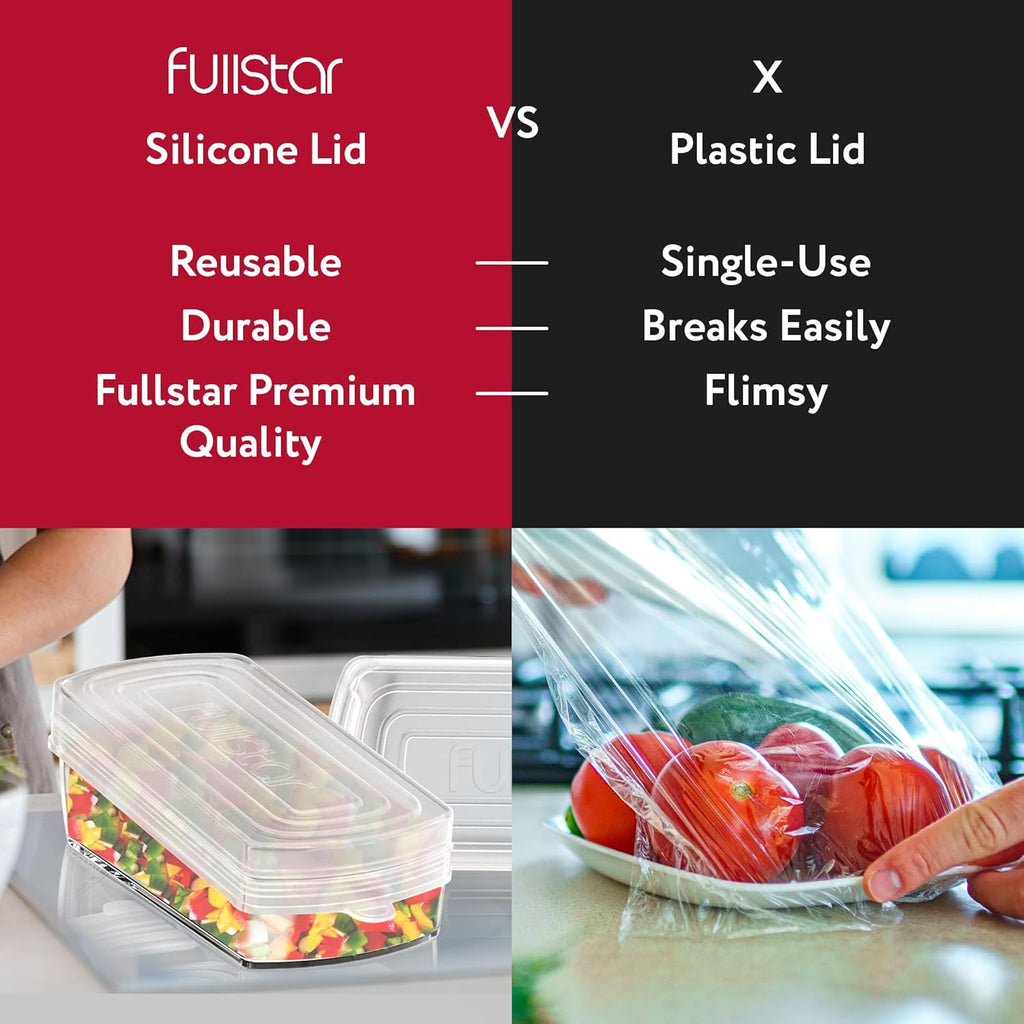 fullstar Silicone Stretch Lids for Fullstar Choppers & Mandoline Slicers – Reusable Food Covers for Storage – Flexible & Durable - Pack of 2