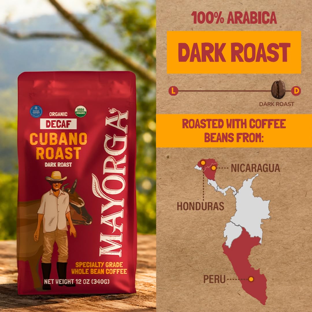 Mayorga Organic Coffee 2lb Cafe Cubano Roast - Dark Roast Whole Bean Specialty Grade Coffee, 100% Arabica, Slow Roasted, Bold and Smooth Flavor with Low Acidity - USDA Organic, Non-GMO, Kosher