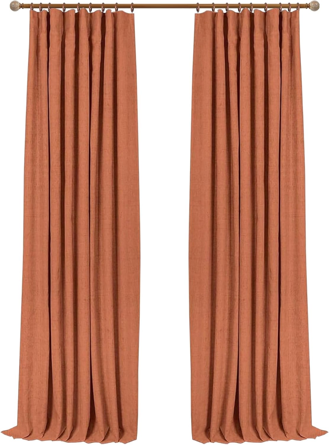 INOVADAY 100% Blackout Curtains for Bedroom, Black Out Curtains 84 Inch Long, Clip Rings Linen Blackout Drapes, Thermal Insulated Room Darkening for Living Room, 2 Panels - Beige,W50xL84