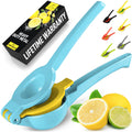 Zulay Kitchen Metal 2-in-1 Lemon Squeezer - Sturdy Max Extraction Hand Juicer Lemon Squeezer Gets Every Last Drop - Easy to Clean Manual Citrus Juicer - Easy-Use Lemon Juicer Squeezer - Yellow/Green