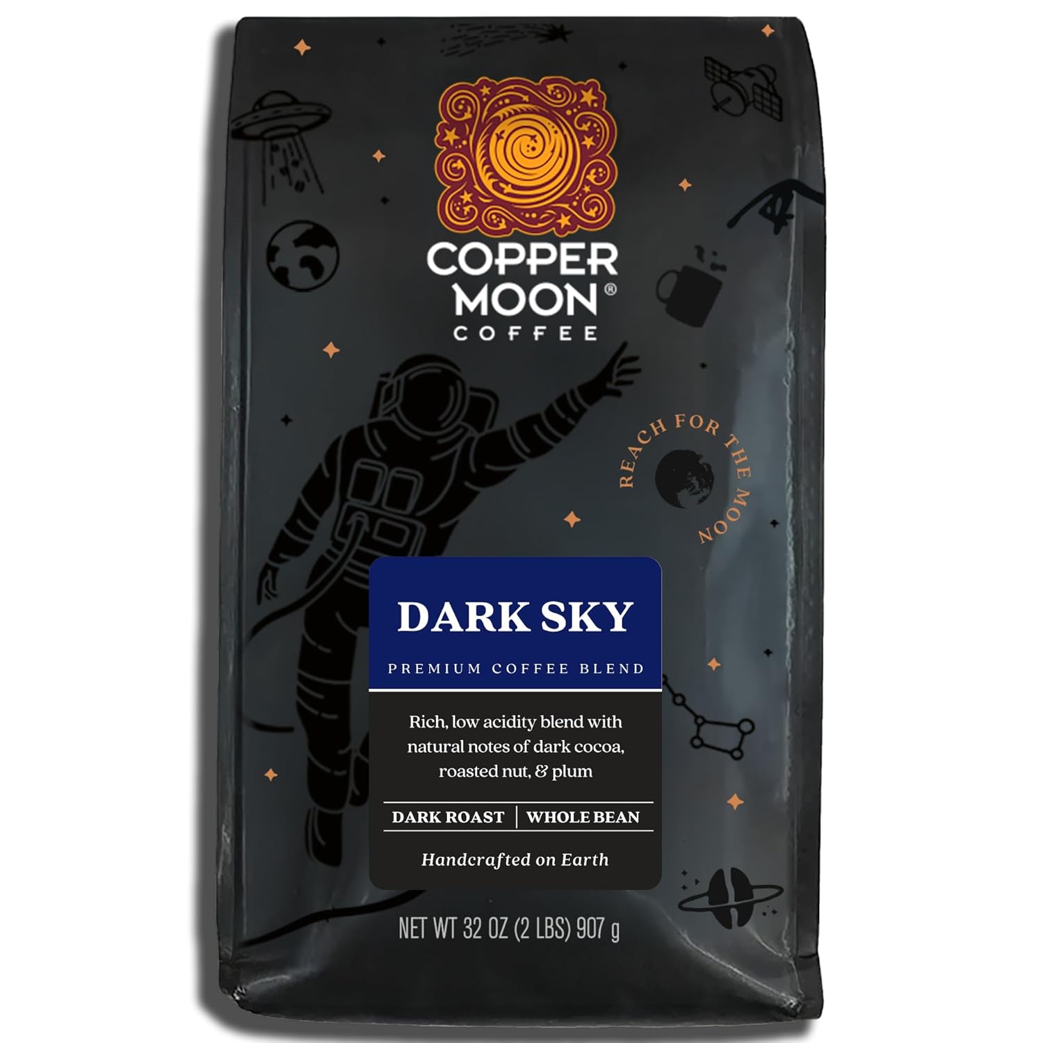 Copper Moon Medium Roast Whole Bean Coffee, Stargazer Blend, 2 Lb