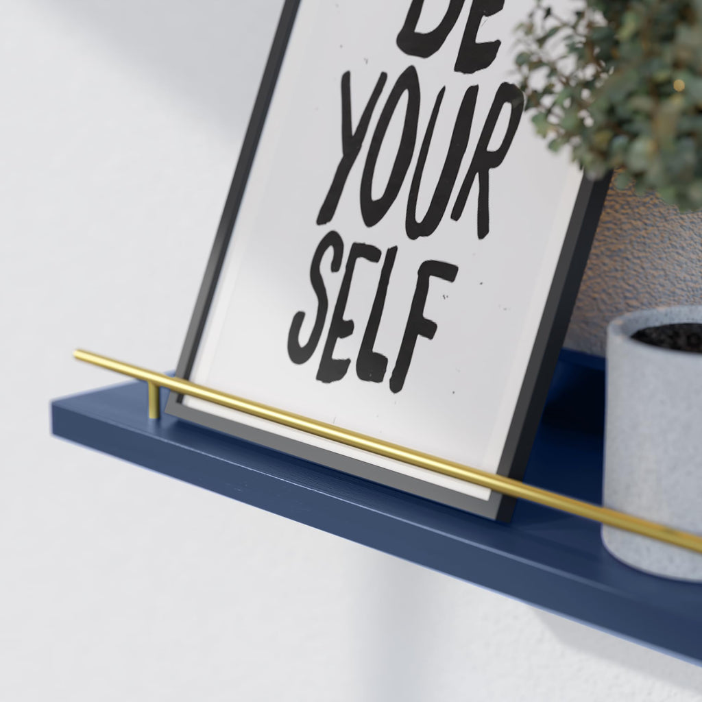 WOPITUES Floating Shelves with Black Metal Guardrail, Shelves for Wall Decor Set of 3, Wall Shelves for Bedroom, Bathroom, Kitchen, Living Room, Plants, Picture Frames, Art- Black