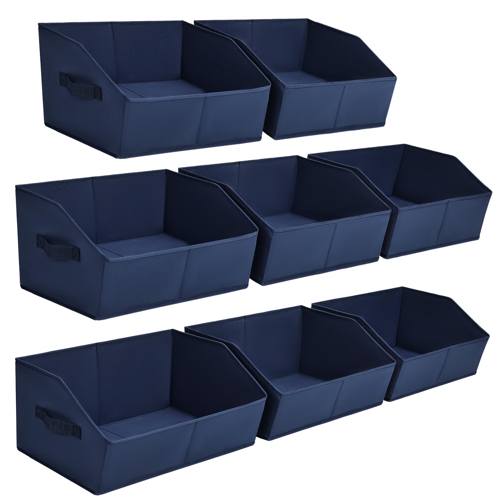 Homsorout Closet Organizers Bins 6 Packs - Large Closet Shelf Organizer with Handles, Fabric Trapezoid Storage Bins, Collapsible Storage Cubes for Clothes, Towels, Light Gray