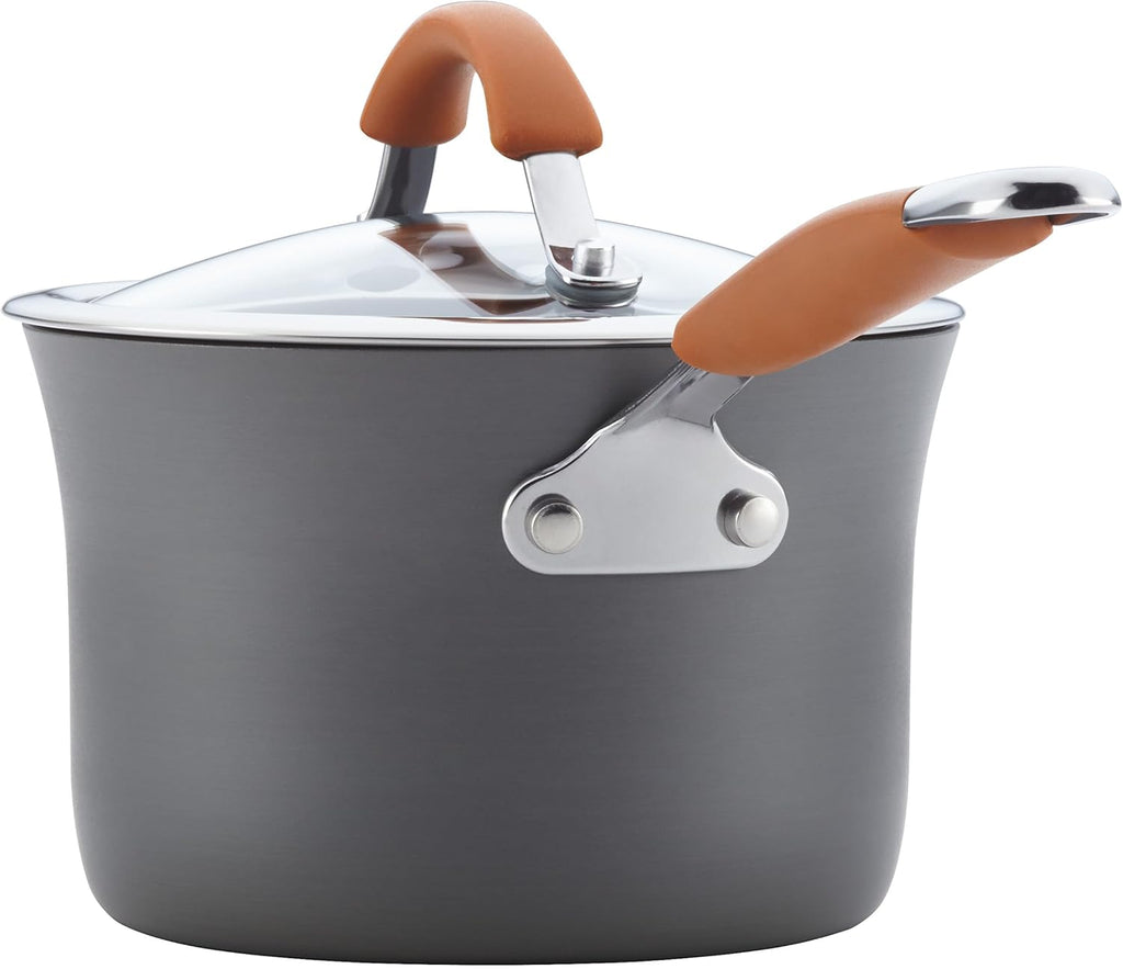 Rachael Ray - 16802 Rachael Ray Cucina Nonstick Cookware Pots and Pans Set, 12 Piece, Sea Salt Gray