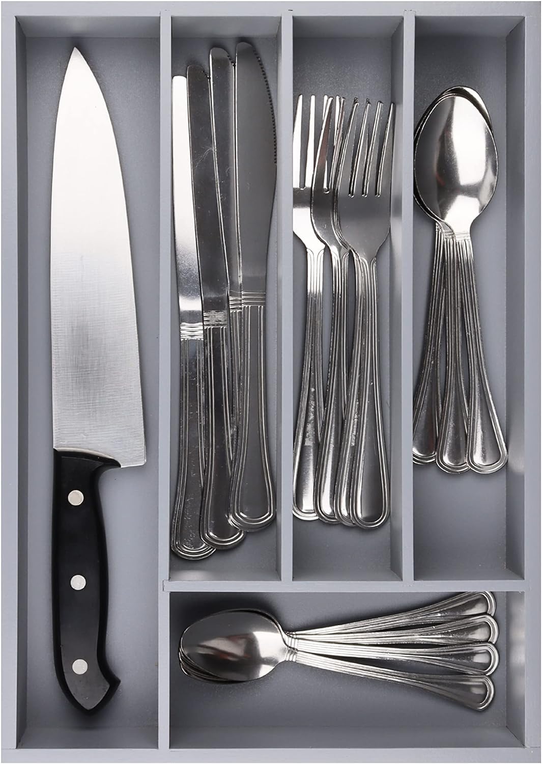 Silverware Organizer - Expandable Kitchen Drawer Organizer - Adjustable Kitchen Drawer Organizer for Utensils, Expandable to 22 Inches Wide, 10 Compartments, Silverware Tray for Drawer