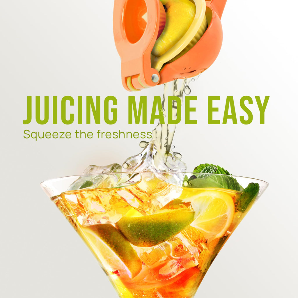 Zulay Kitchen Metal 2-in-1 Lemon Squeezer - Sturdy Max Extraction Hand Juicer Lemon Squeezer Gets Every Last Drop - Easy to Clean Manual Citrus Juicer - Easy-Use Lemon Juicer Squeezer - Yellow/Green