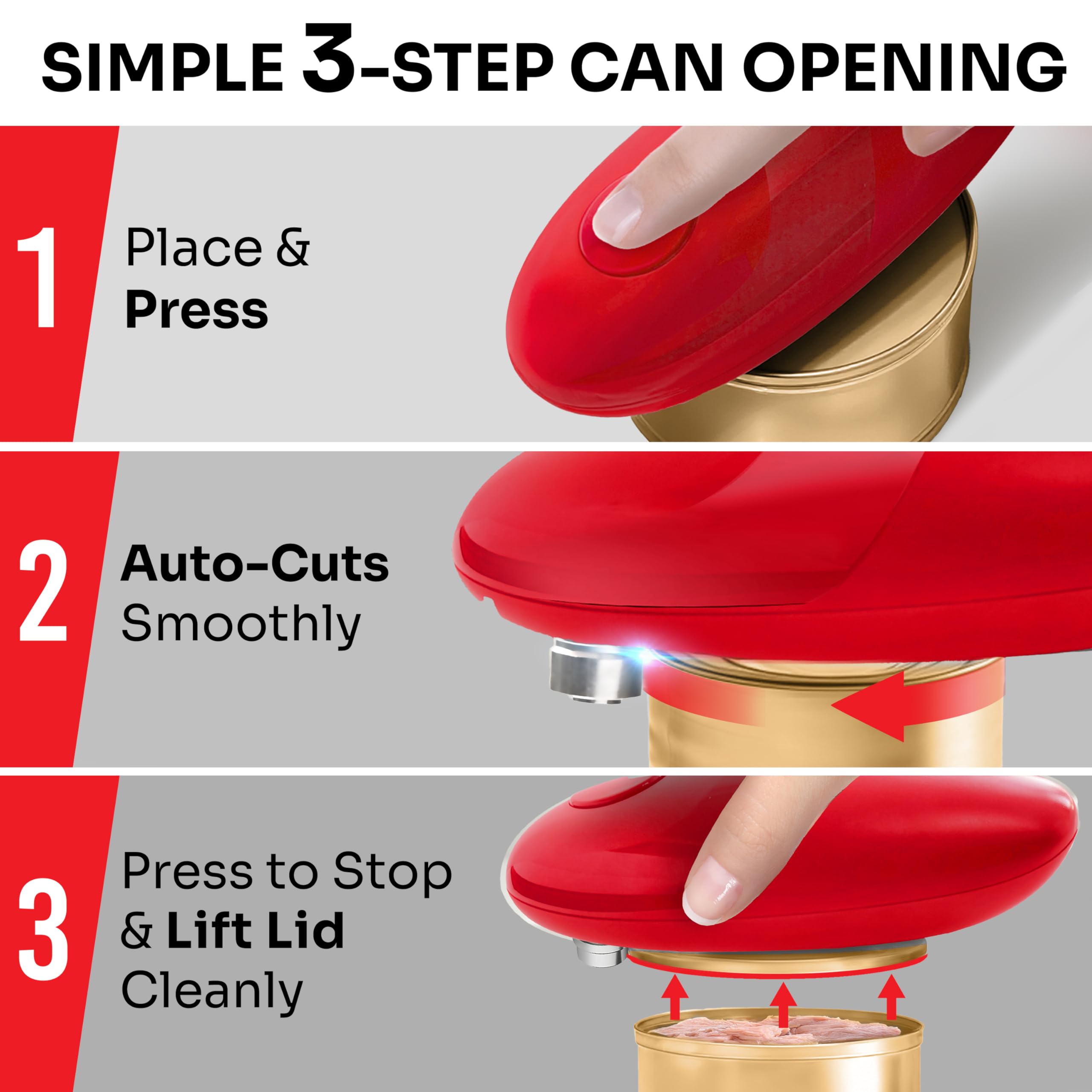 MUELLER HOME SmoothEdge Auto Electric Can Opener – Battery‑Operated One‑Touch w Magnet Lid Lifter – Portable Hands‑Free Automatic Can Openers for Seniors & Arthritis, Smooth‑Edge Cut Technology, Black