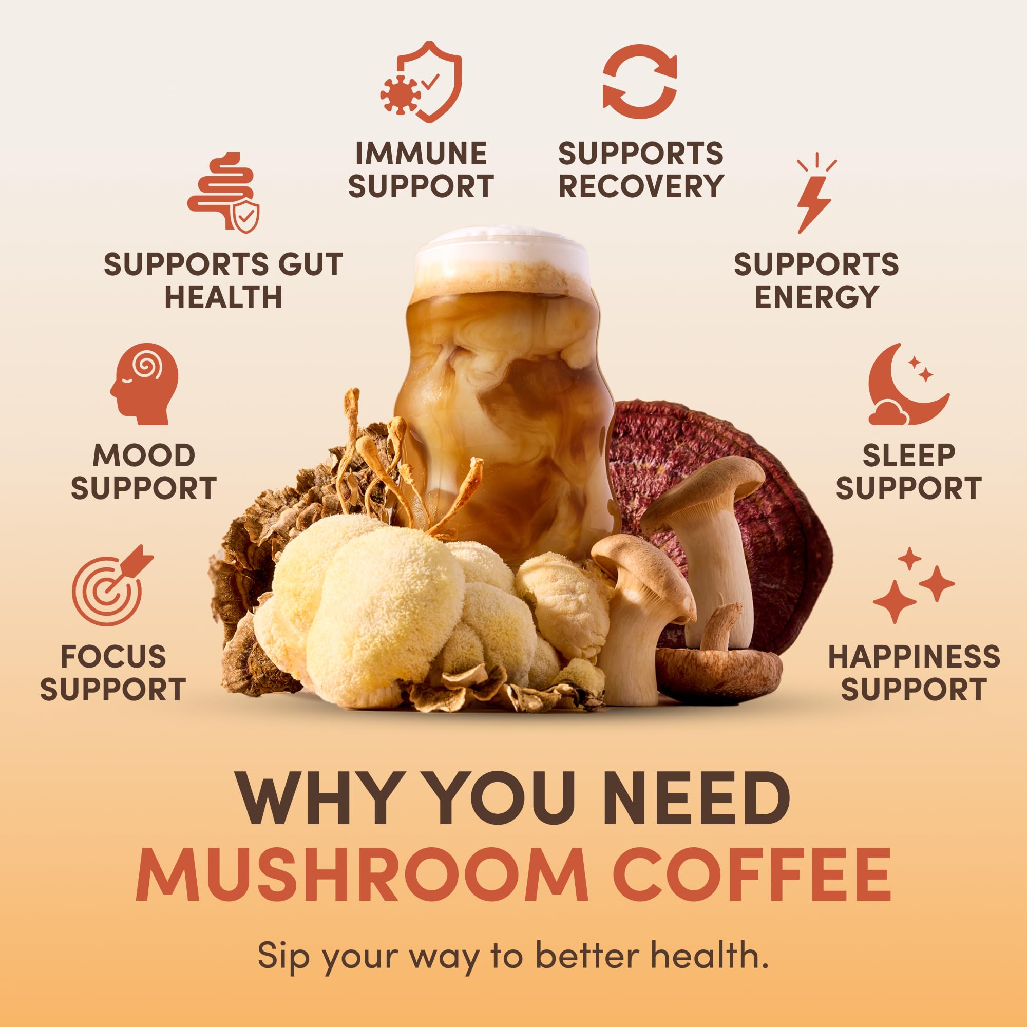 RYZE SUPERFOODS Mushroom Medium Roast Coffee Starter Kit, USDA Organic Instant Coffee with 6 Adaptogenic Mushrooms and for Energy, Focus, Digestion, Immunity with Lions Mane & Turkey Tail 60 Serving
