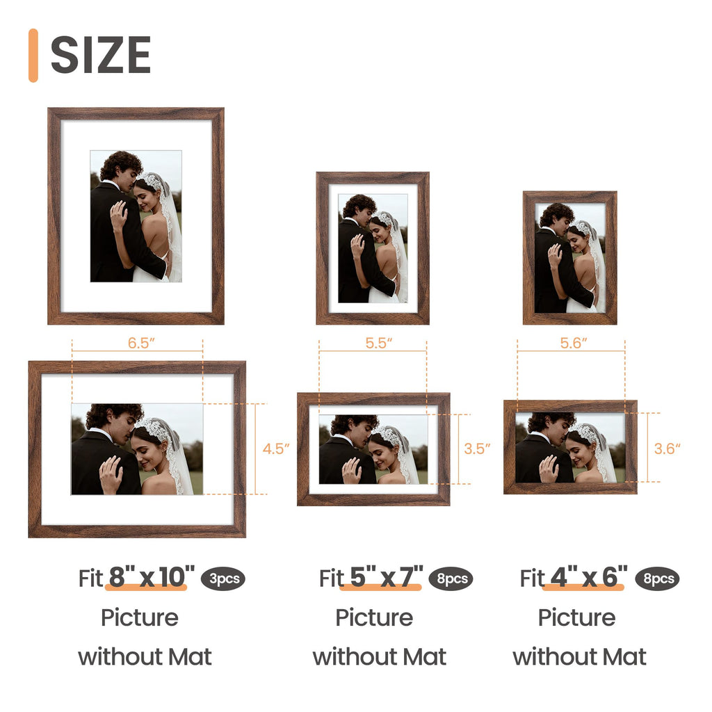upsimples 19 Pack Picture Frames Collage Wall Decor for Mounting or Tabletop Display, Photo Gallery Frame Set for Family, Multi Sizes Including 8x10, 5x7, 4x6, Black