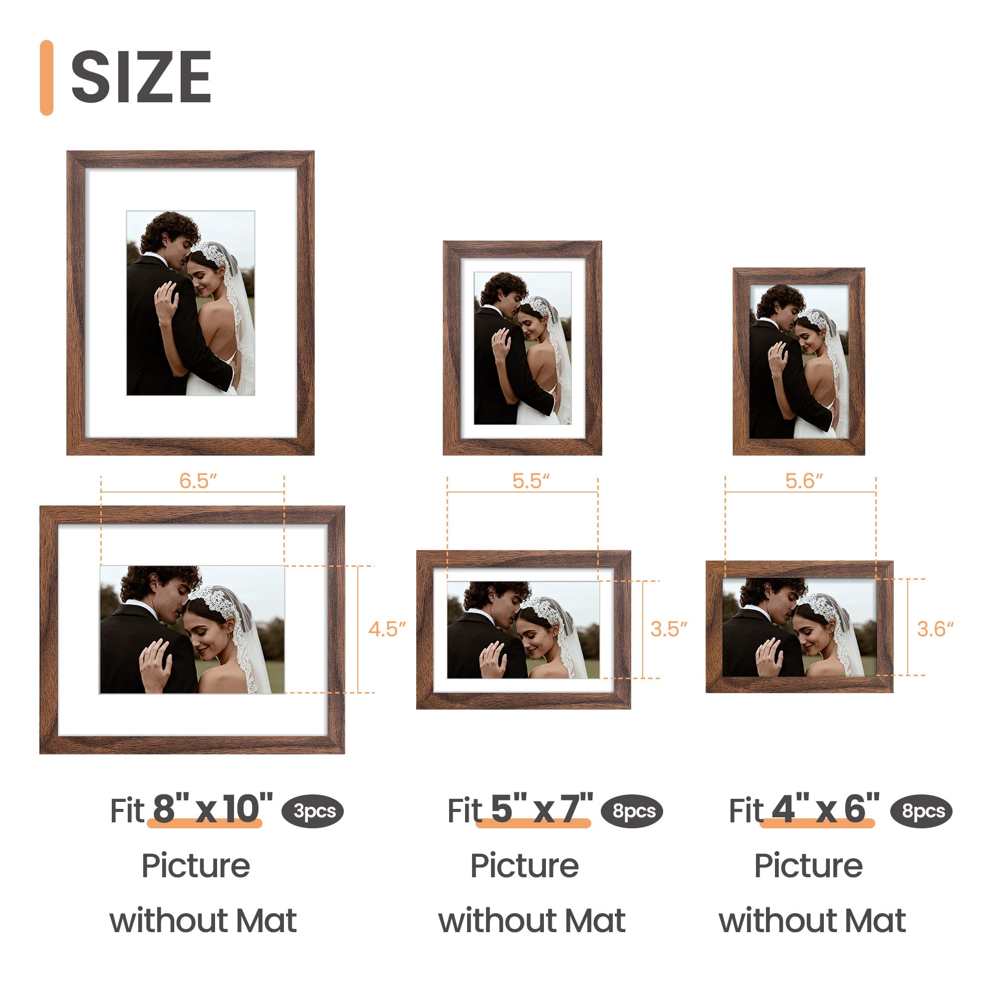 upsimples 19 Pack Picture Frames Collage Wall Decor for Mounting or Tabletop Display, Photo Gallery Frame Set for Family, Multi Sizes Including 8x10, 5x7, 4x6, Black