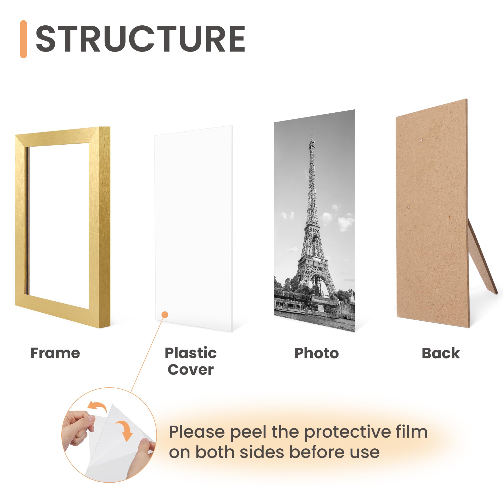 upsimples 10 Pack Picture Frames Collage Wall Decor for Mounting or Tabletop Display, Photo Gallery Frame Set for Family, Multi Sizes Including 8x10, 5x7, 4x6, Black