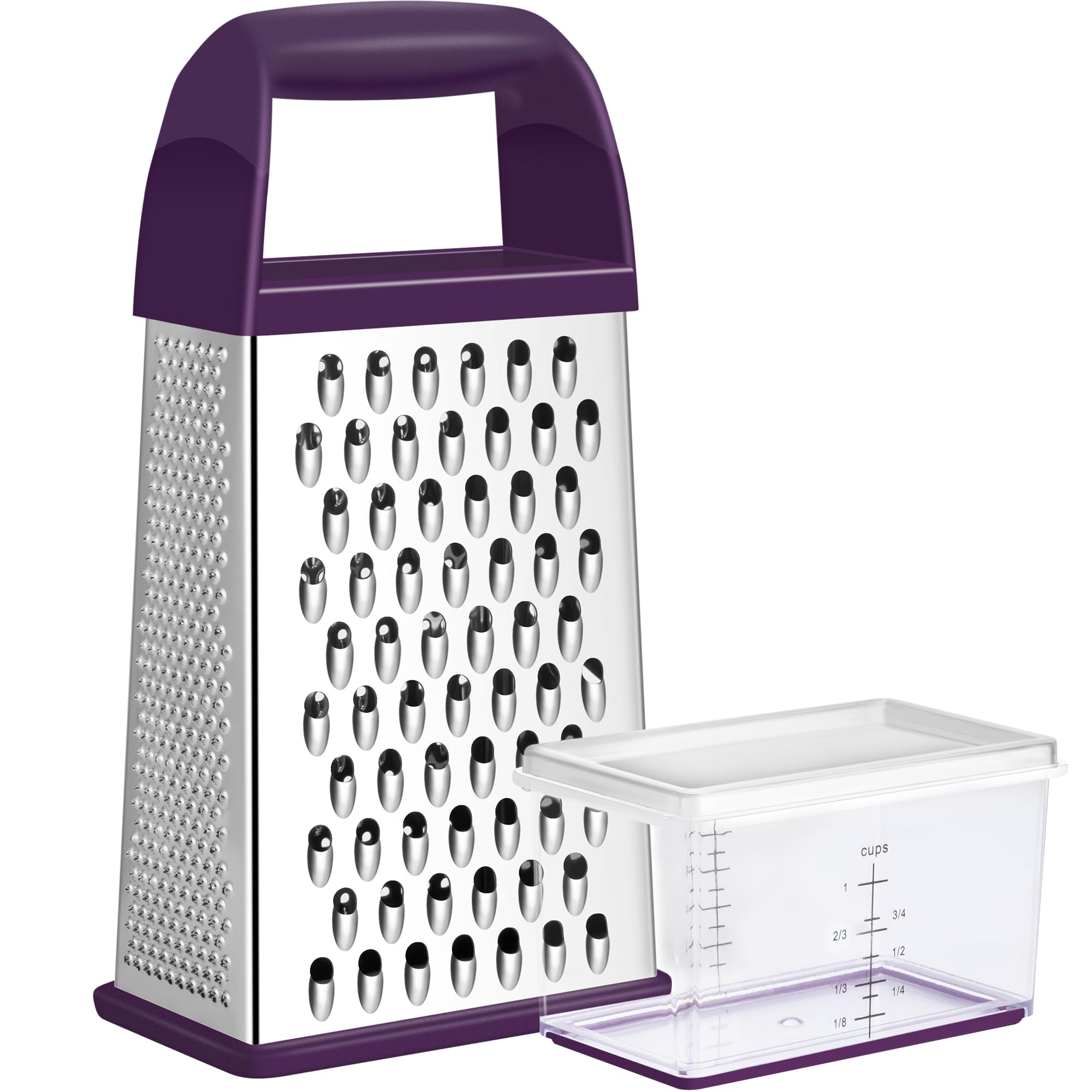 Urbanstrive Cheese Grater With Container Box Grater Stainless Steel Graters for Kitchen Cheese Shredder Parmesan Shredder Kitchen Gadgets Kitchen Tools Kitchen Gifts for Chef Dishwasher Safe Zester
