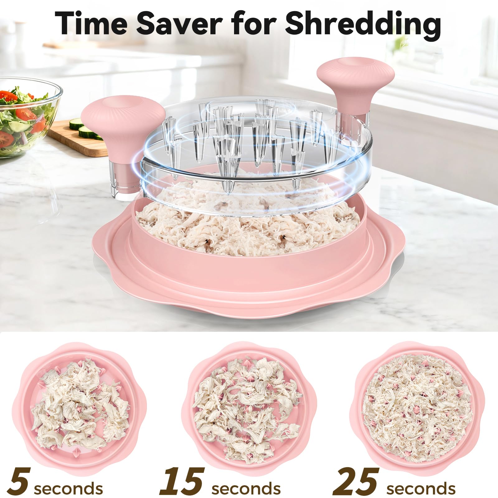 Ukeetap 10" Pro Chicken Shredder Tool Twist Large for Kitchen, BPA-Free Food-Safe Meat Grinder, Visible Chicken Breast Meat Shredder with Strong Anti-Slip Bottom & Ergonomic Handle, Black