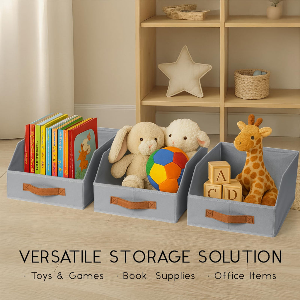 Homsorout Fabric Storage Bins for Organizing - 6 Pack Large Trapezoid Collapsible Storage Bins with Front Handle, Closet Organizers and Storage for Bedroom, Home Shelves, Small Spaces, Beige