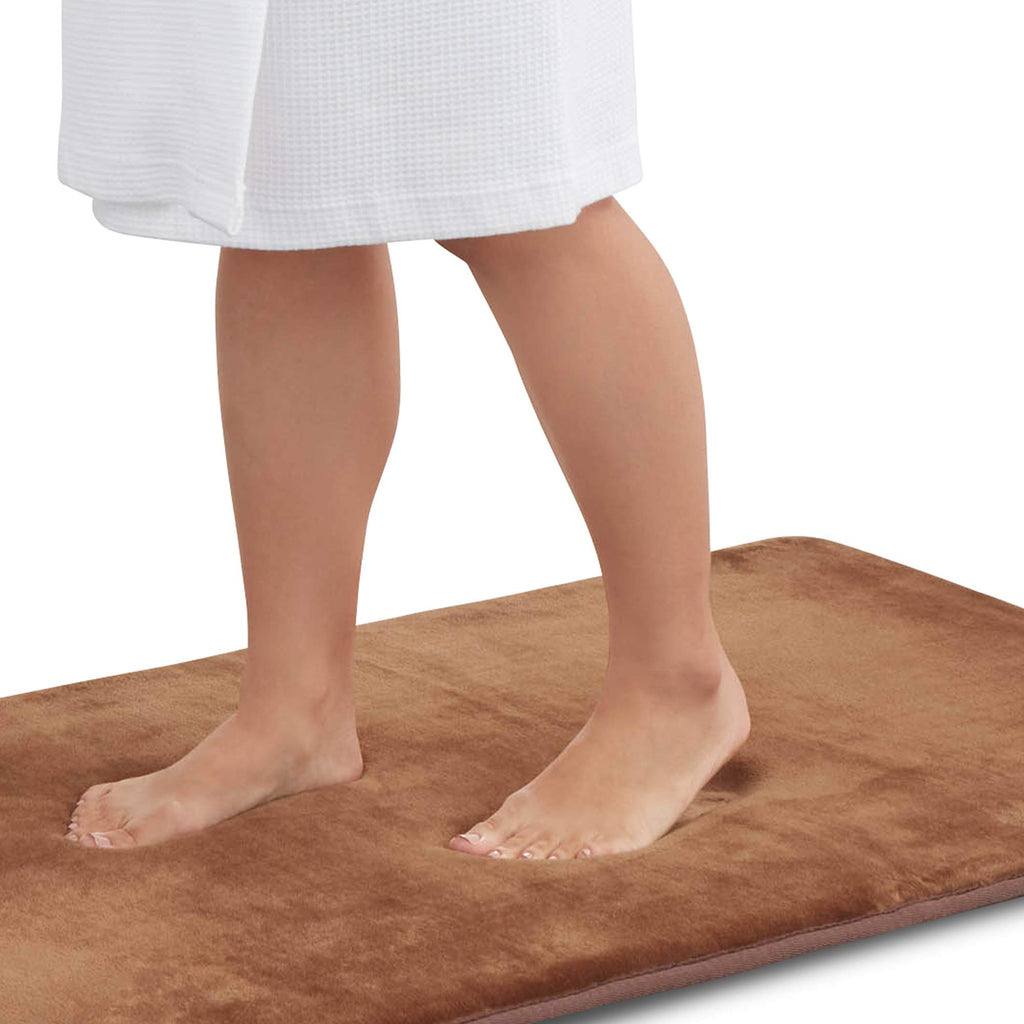 Genteele Memory Foam Bath Mat Non Slip Absorbent Super Cozy Velvet Bathroom Rug Carpet (20 inches X 32 inches, Grey)