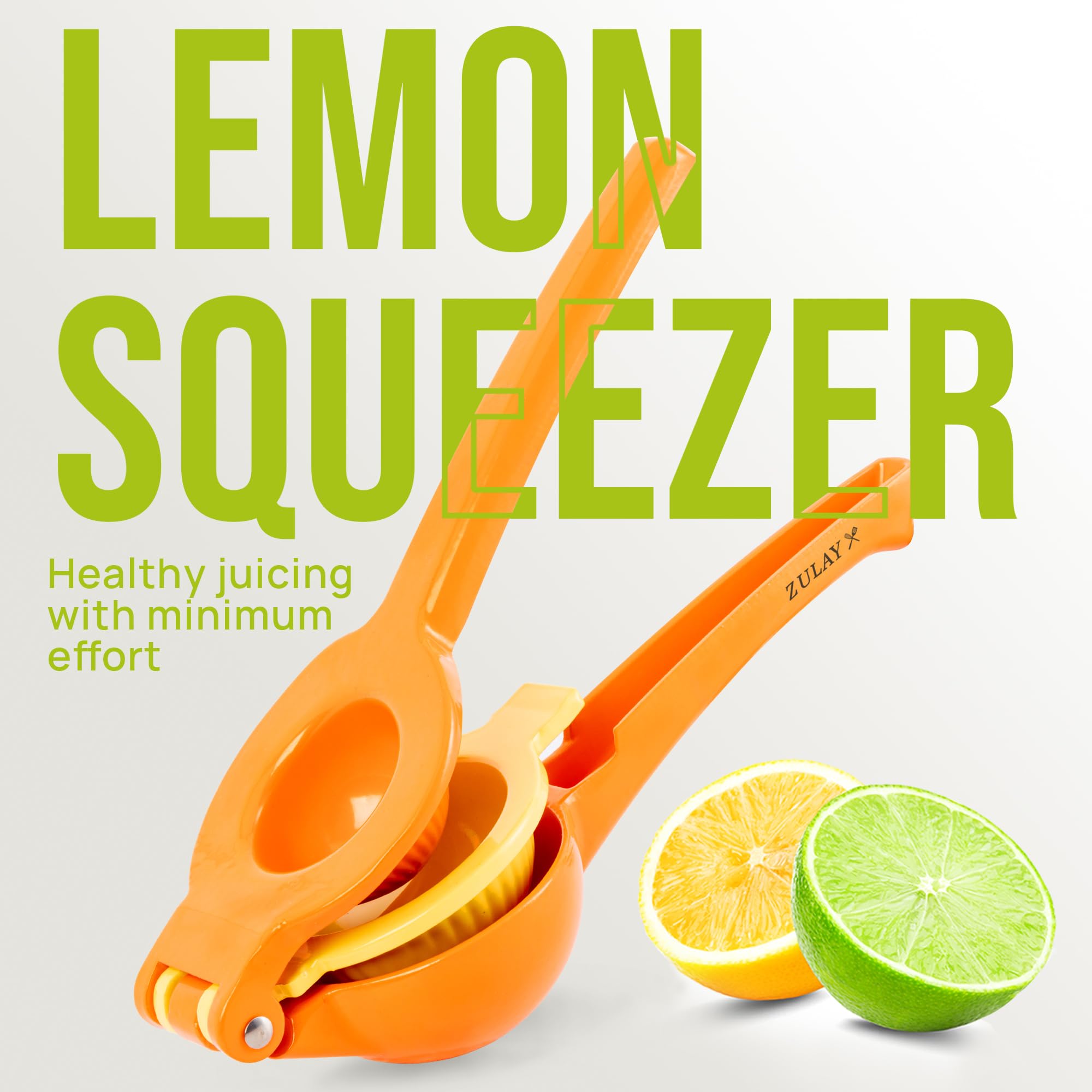 Zulay Kitchen Metal 2-in-1 Lemon Squeezer - Sturdy Max Extraction Hand Juicer Lemon Squeezer Gets Every Last Drop - Easy to Clean Manual Citrus Juicer - Easy-Use Lemon Juicer Squeezer - Yellow/Green