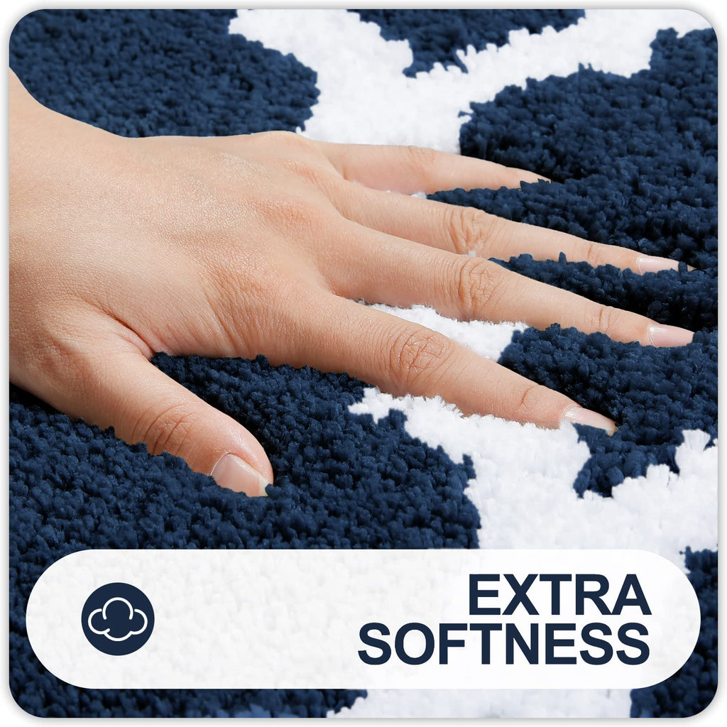OLANLY Bathroom Rugs 24x16, Soft and Absorbent Microfiber Bath Rugs, Non-Slip Shaggy Shower Carpet, Machine Wash Dry, Bath Mats for Bathroom Floor, Tub and Shower, Grey
