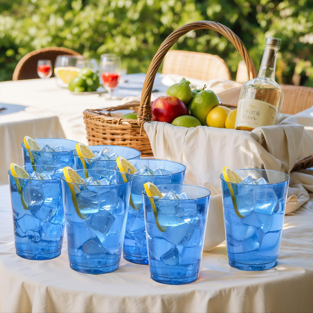 DaYammi 200 Pack Gold Plastic Cups 10 Oz Clear Cup Gold Rimmed Disposable Wine Glasses Fancy Disposable Party Cups Tumblers Drinking Cup Plastic Cocktail Glasses gold disposable cups for Party Wedding