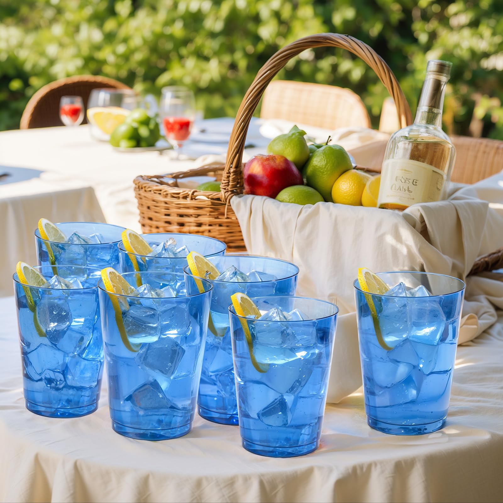 DaYammi 200 Pack Gold Plastic Cups 10 Oz Clear Cup Gold Rimmed Disposable Wine Glasses Fancy Disposable Party Cups Tumblers Drinking Cup Plastic Cocktail Glasses gold disposable cups for Party Wedding