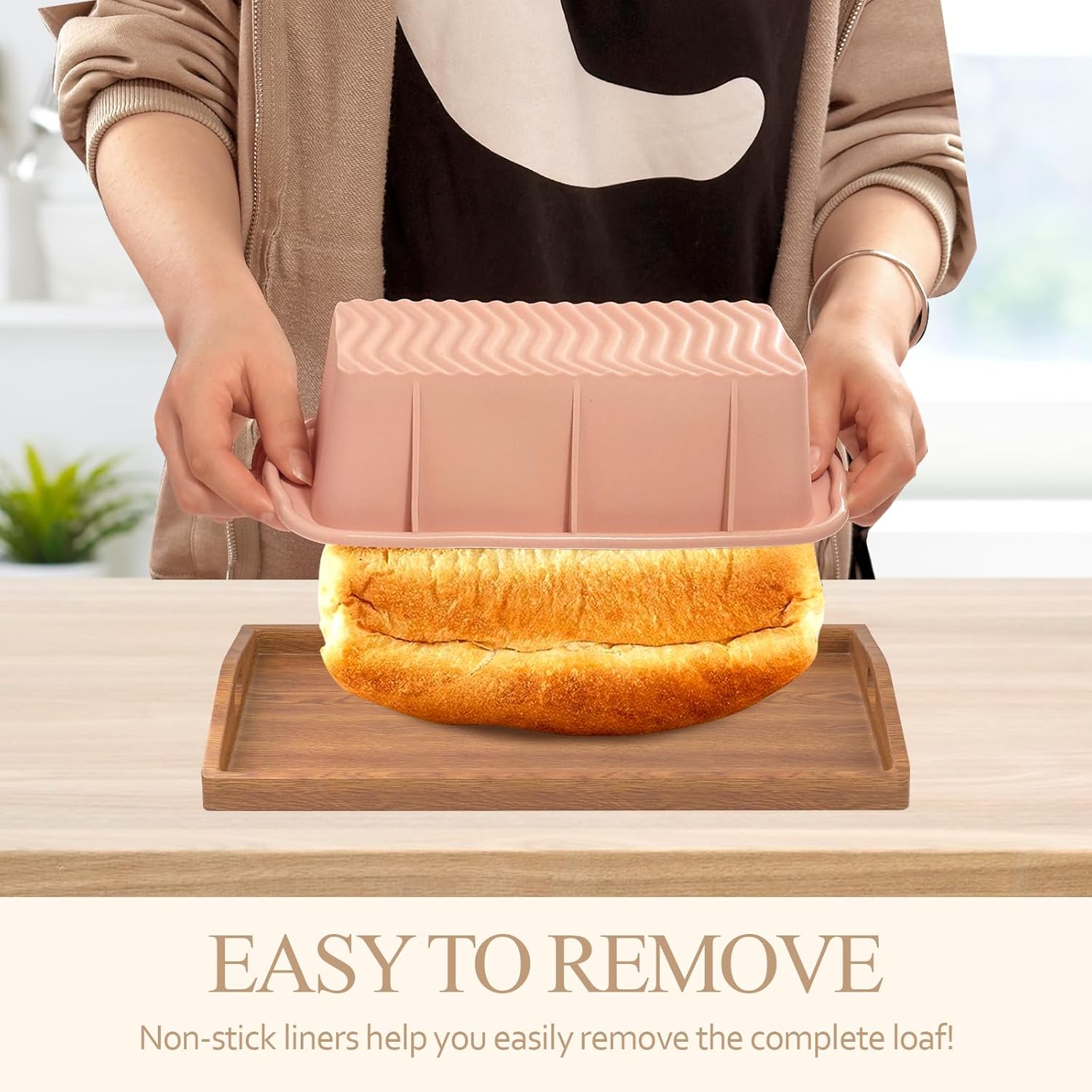 Silicone Bread Loaf Pan, 2 PCS Rectangular Non-Stick Baking Mold Pans for Oven, Bread, Cake, Easy Release