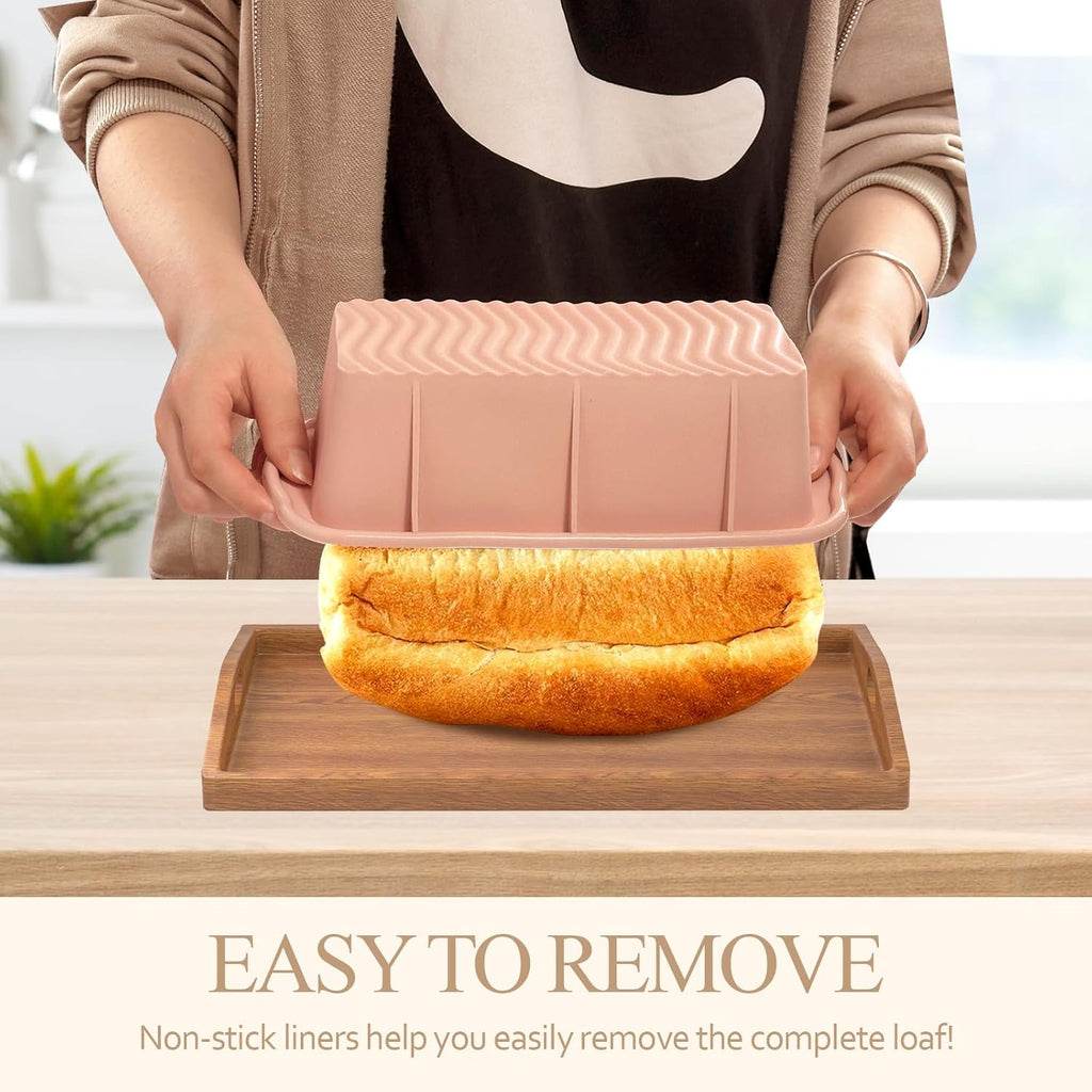 Silicone Sourdough Bread Sling Mat + Loaf Pan Set, Non-Stick, Easy Clean & Release, Round & Rectangular, 2 Pack