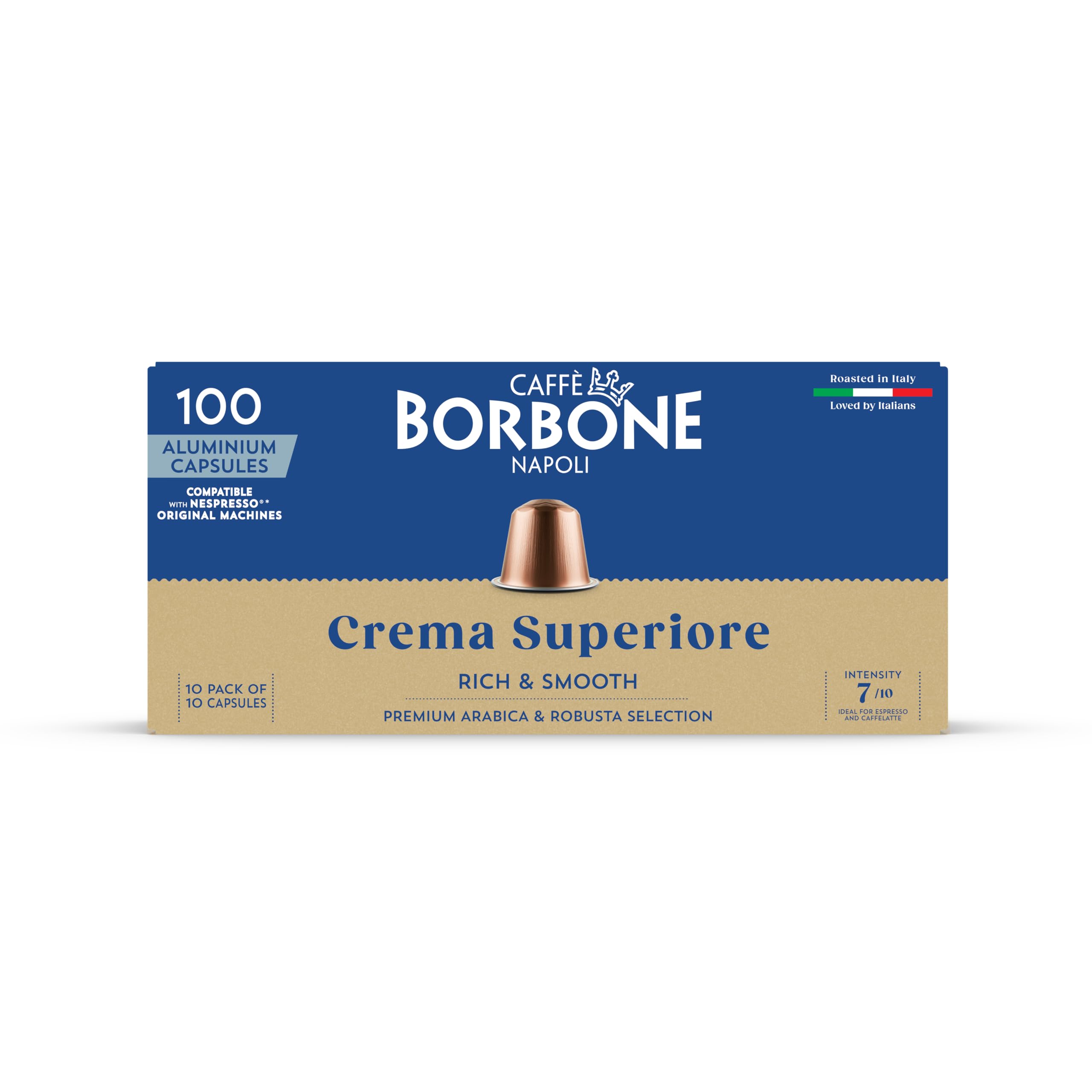 Caffè Borbone Espresso Intenso Aluminum Capsules Compatible with Nespresso Original Machines, Dark Roast, 100 Count