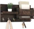 Mail Organizer for Wall Mount – Key Holder with Shelf Includes Letter Holder and Hooks for Hallway Farmhouse Decor – Rustic Wood with Flush Mounting Hardware (16.5” x 9.1” x 3.4”) (White)