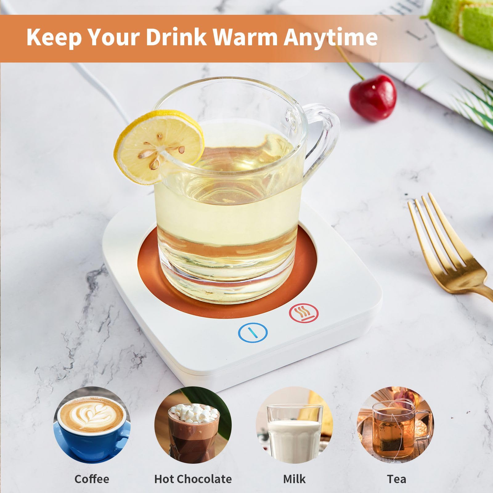 VOBAGA Imitation Wood Grain Coffee Cup Warmer & Mug Warmer for Desk, Electric Coffee Warmer Plate with 3-Temp Settings for Tea, Cocoa, Milk with Auto Shut Off After 4 Hours, Coffee Gifts for Women Men