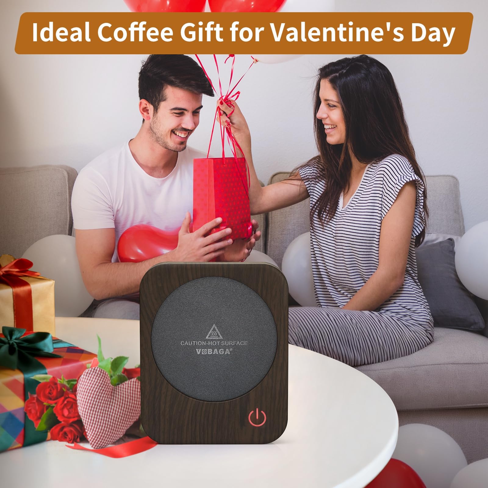 VOBAGA Coffee Mug Warmer for Desk with Auto Shut Off & 3-Temp Settings, Coffee Cup Warmer with Smart Safety Alert Home Office Accessory, Perfect for Coffee, Tea, Milk (Mug for Display)