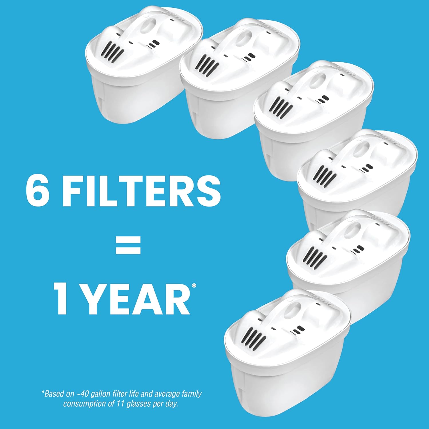 6 Pack Water Filter Replacement for HUBER MAVEA BWT, German Made, Replacement Filters for Pitchers Dispensers, Europe’s No 1 Technology -Superior Filtration & Taste