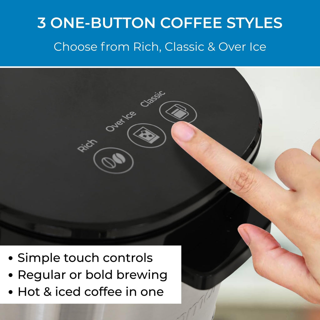 Kenmore Drip Coffee Maker - Programmable Cafe Machine With Glass Pot, Regular & Bold Brew, Auto Shut Off Large Water Reservoir, Reusable Filter, Kitchen Appliances For Cafeteria Barista, 12 Cup Black